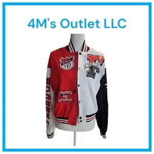 Women's Varsity Jacket Print Cropped Color Block Jacket 2024 Unisex